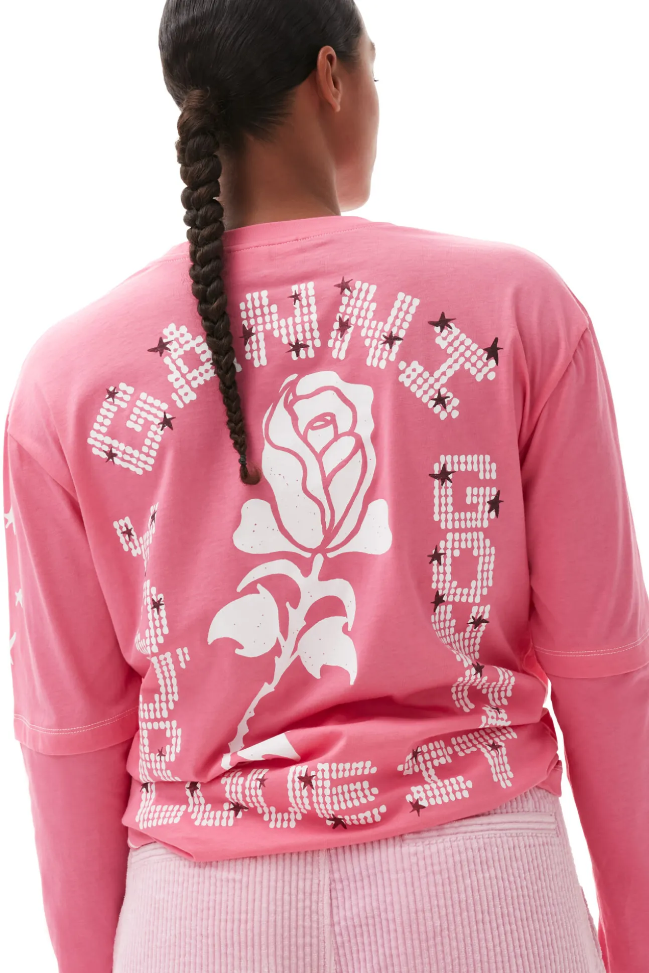 Sale GANNI Langarm-T-Shirt Shocking Pink
