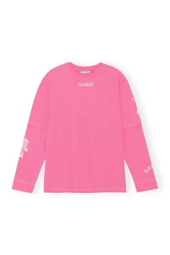 Sale GANNI Langarm-T-Shirt Shocking Pink
