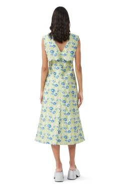 Fashion GANNI Langes 3D-Jacquard-Rhythm-Kleid Mit Kragen Oyster Gray