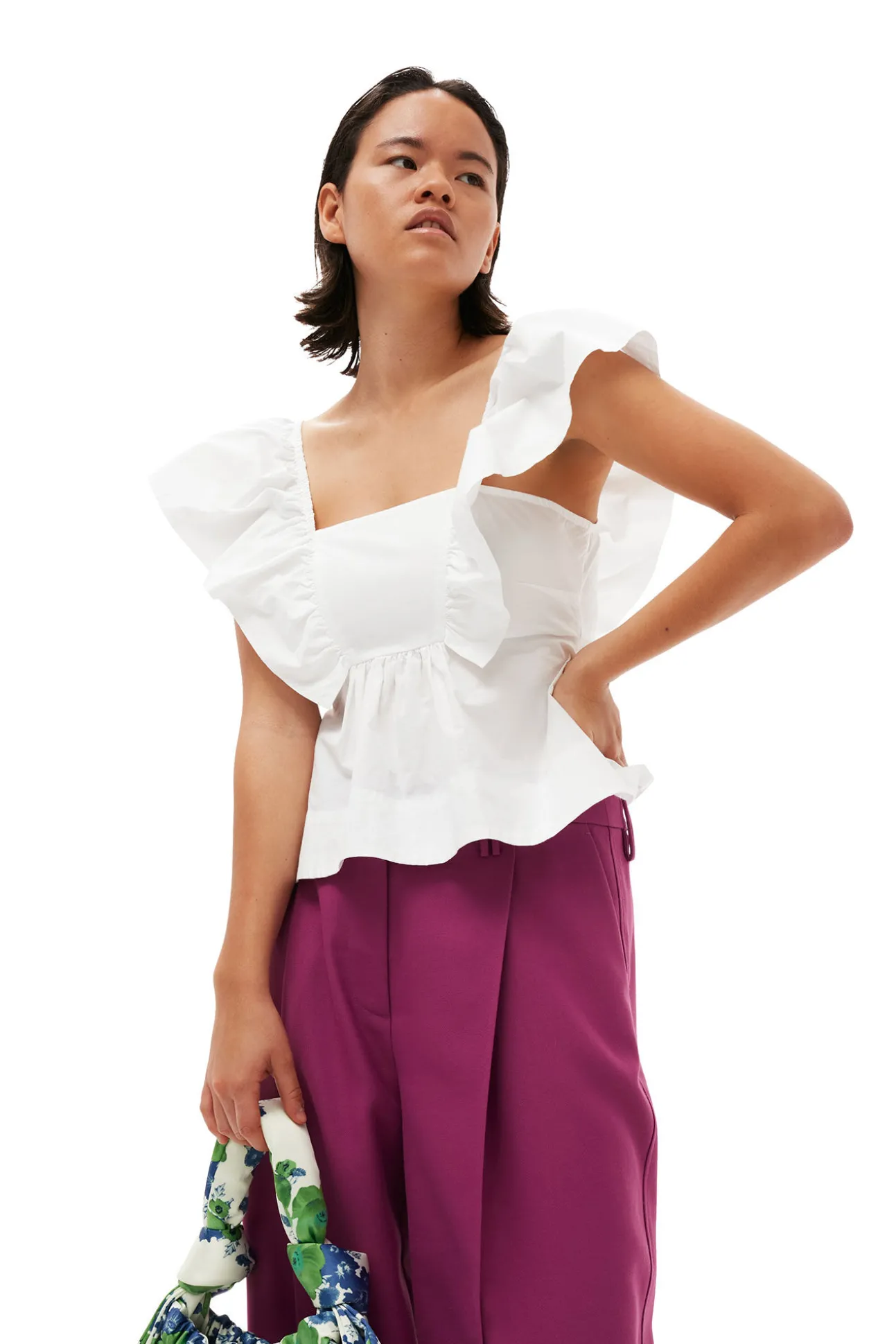 Clearance GANNI Lassige, Plissierte Sommer-Anzughose Purple Wine