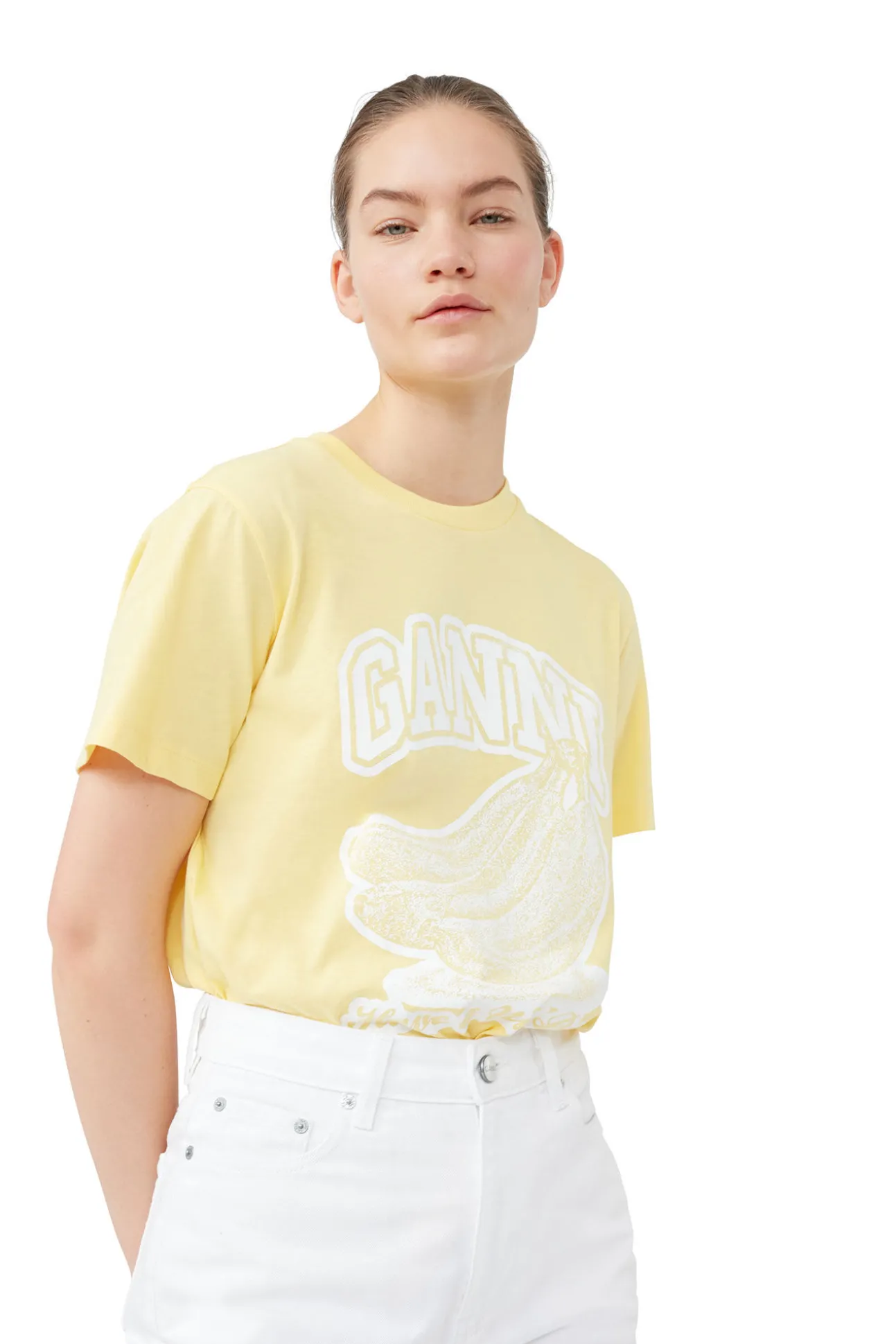 Cheap GANNI Lassiges Banana-T-Shirt Lemon Drop