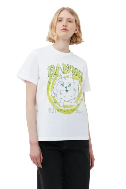 Hot GANNI Lassiges Bunny-T-Shirt Bright White