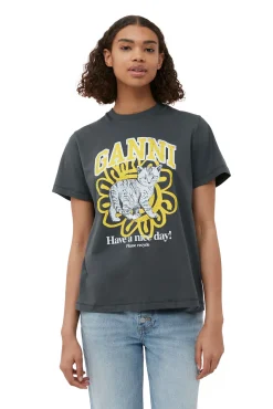 Flash Sale GANNI Lassiges Cat-T-Shirt Volcanic Ash