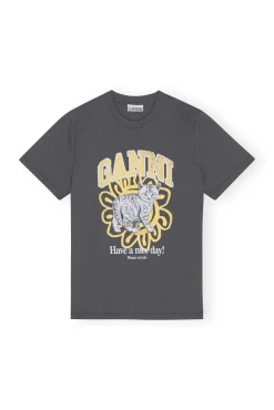 Flash Sale GANNI Lassiges Cat-T-Shirt Volcanic Ash