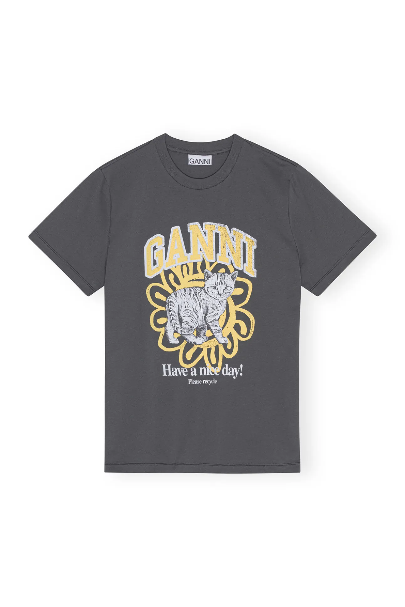 Flash Sale GANNI Lassiges Cat-T-Shirt Volcanic Ash