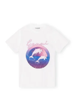 Shop GANNI Lassiges Dolphin-T-Shirt Bright White