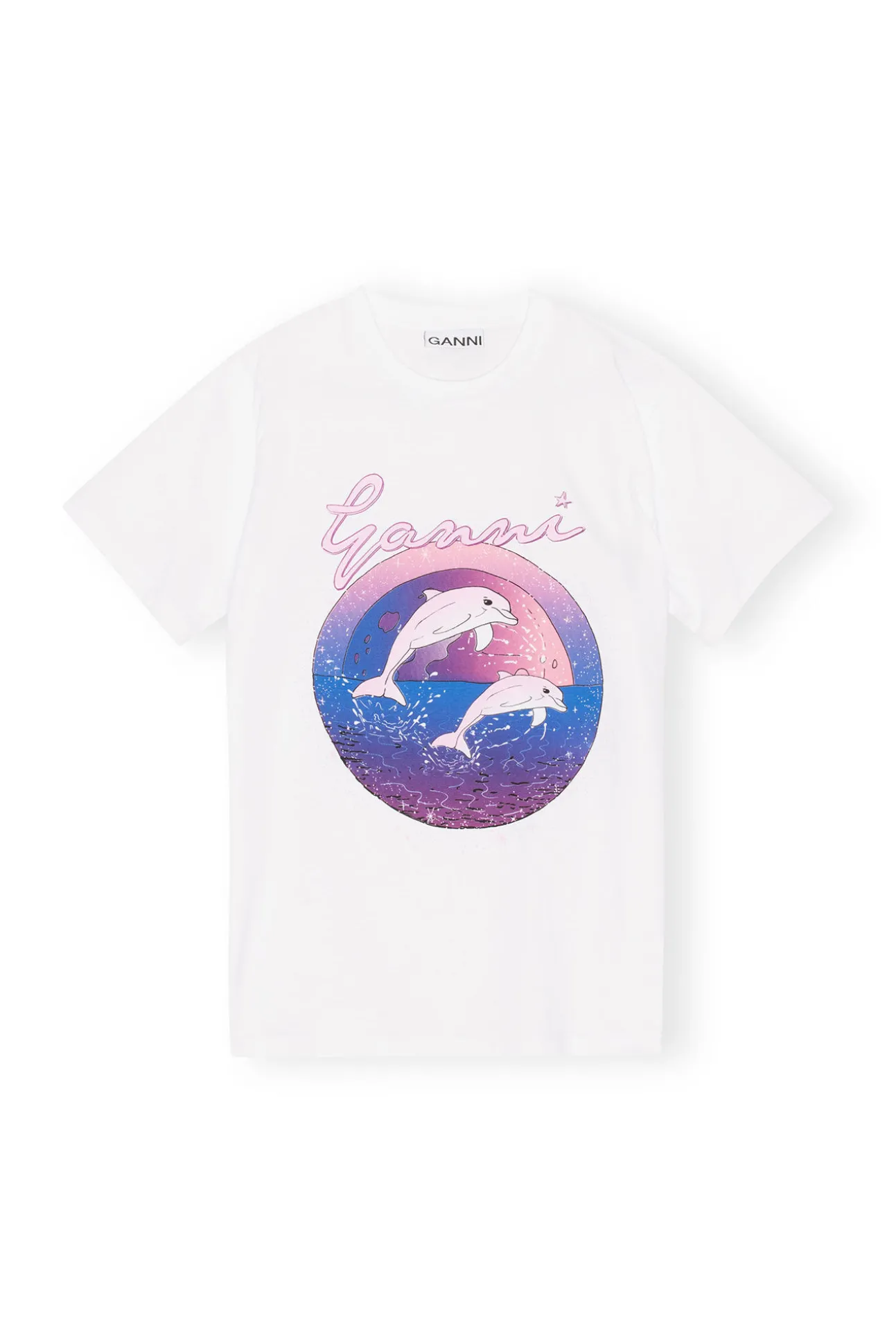 Shop GANNI Lassiges Dolphin-T-Shirt Bright White