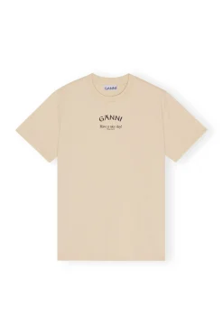 Hot GANNI Lassiges -T-Shirt Pale Khaki
