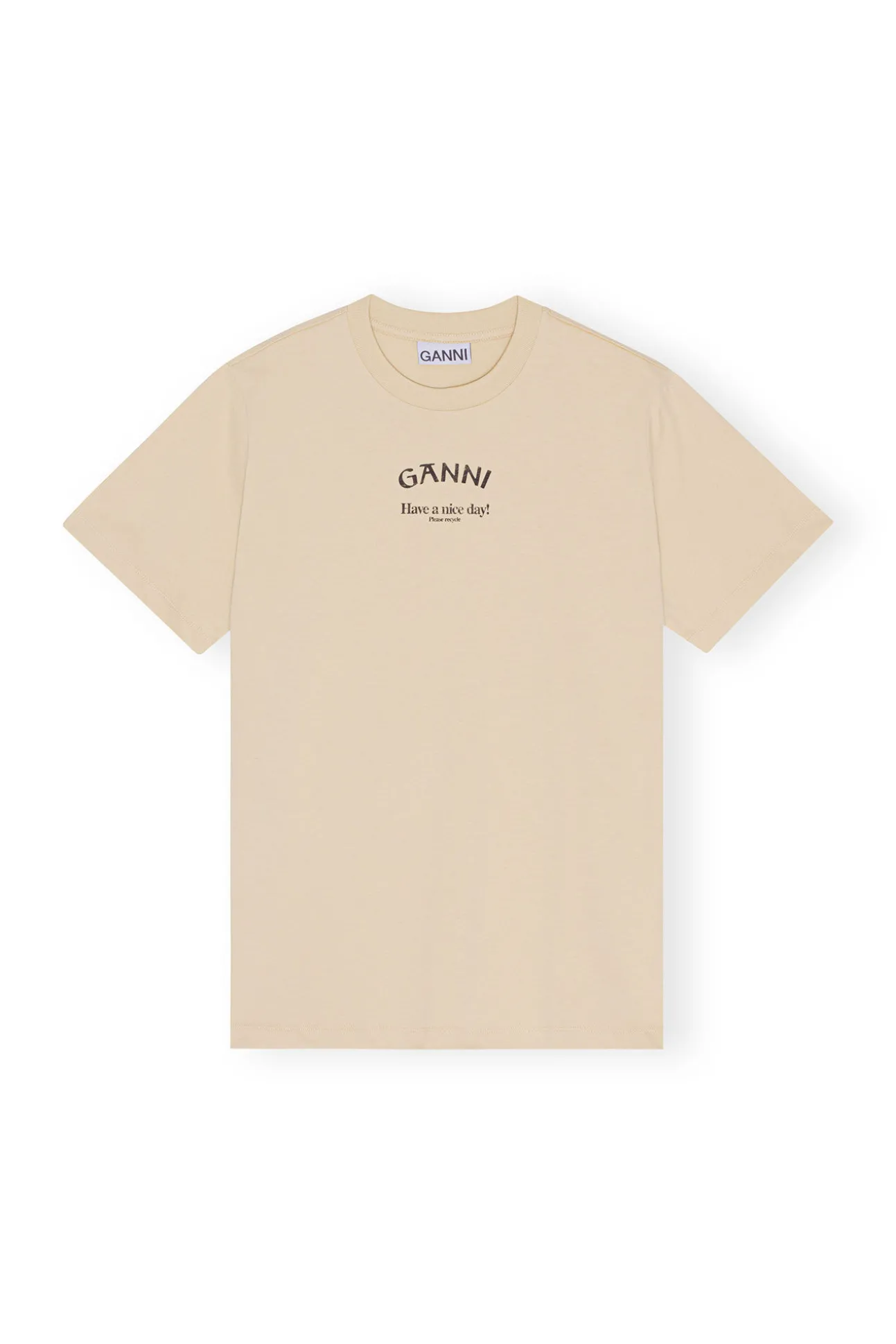 Hot GANNI Lassiges -T-Shirt Pale Khaki