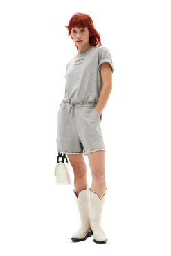 New GANNI Lassiges, Graues T-Shirt Mit O-Ausschnitt Paloma Melange