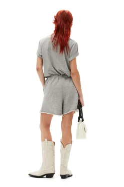New GANNI Lassiges, Graues T-Shirt Mit O-Ausschnitt Paloma Melange