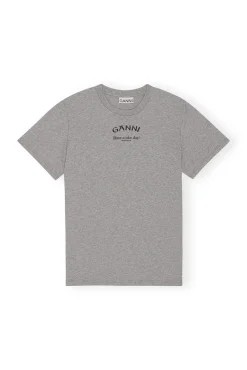 New GANNI Lassiges, Graues T-Shirt Mit O-Ausschnitt Paloma Melange
