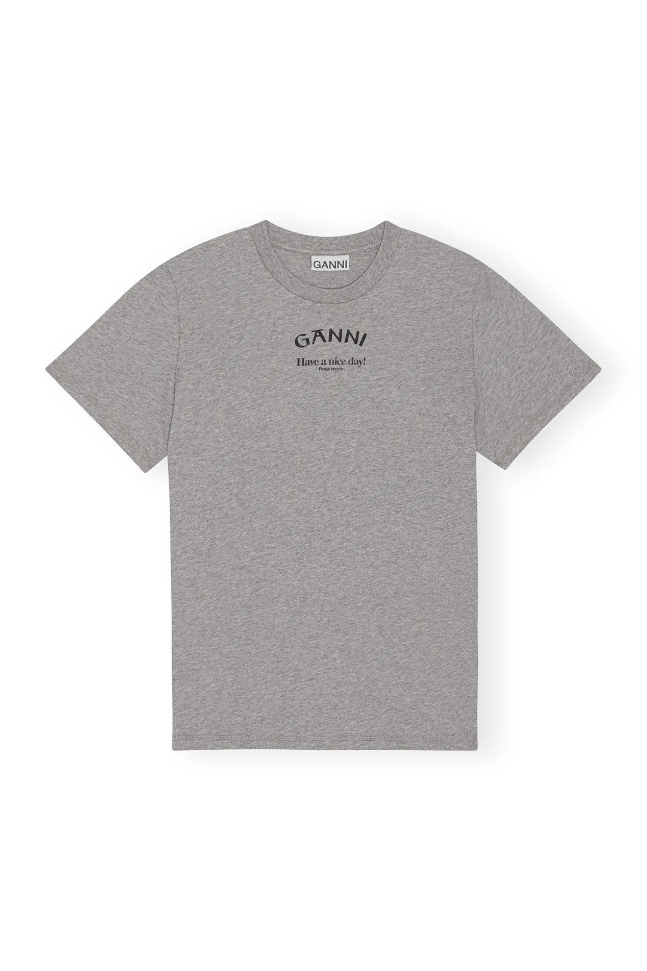 New GANNI Lassiges, Graues T-Shirt Mit O-Ausschnitt Paloma Melange