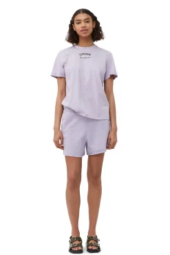 Shop GANNI Lassiges, Lila T-Shirt Mit O-Ausschnitt Orchid Petal