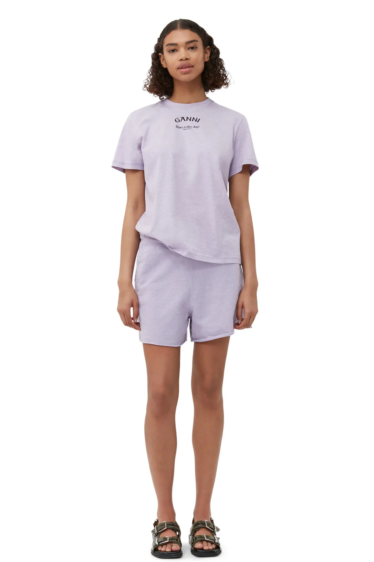 Shop GANNI Lassiges, Lila T-Shirt Mit O-Ausschnitt Orchid Petal