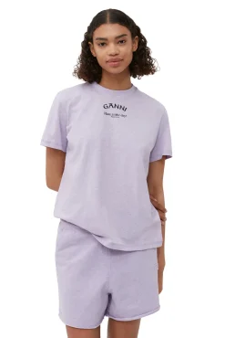 Shop GANNI Lassiges, Lila T-Shirt Mit O-Ausschnitt Orchid Petal
