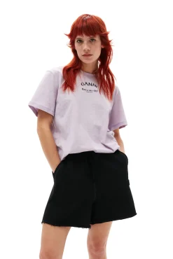 Shop GANNI Lassiges, Lila T-Shirt Mit O-Ausschnitt Orchid Petal