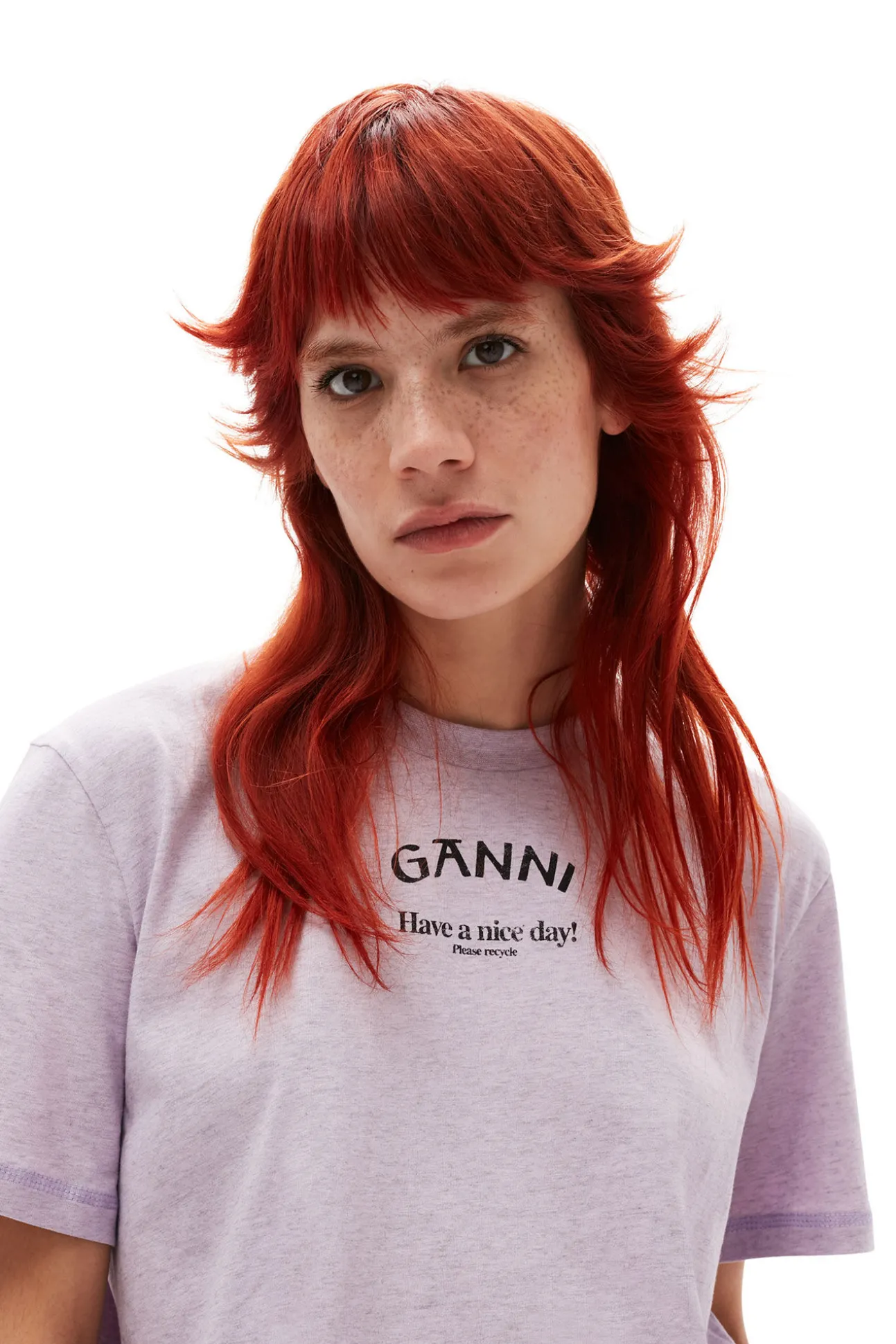 Shop GANNI Lassiges, Lila T-Shirt Mit O-Ausschnitt Orchid Petal