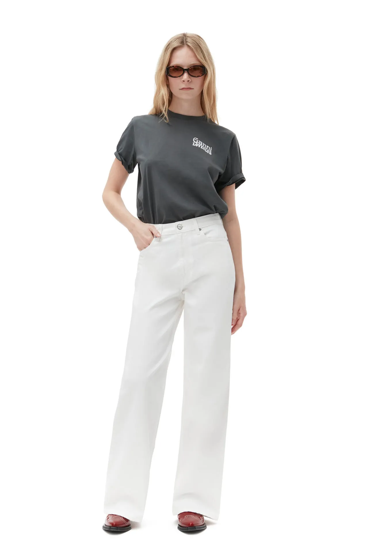 Store GANNI Lassiges Loveclub-T-Shirt Volcanic Ash