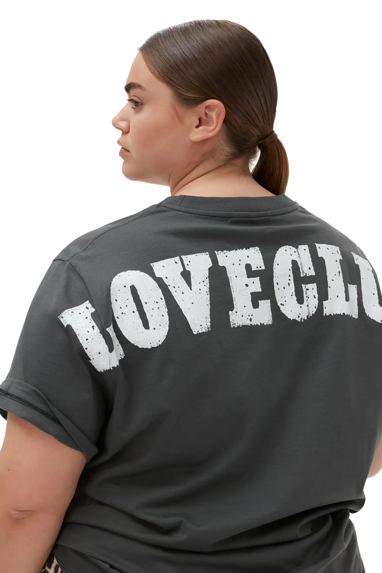 Store GANNI Lassiges Loveclub-T-Shirt Volcanic Ash