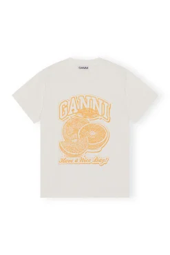 Fashion GANNI Lassiges Orange-T-Shirt Egret