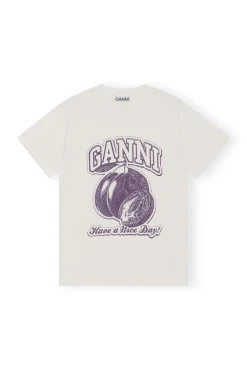 Hot GANNI Lassiges Plum-T-Shirt Egret