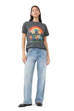 Hot GANNI Lassiges Rainbow-T-Shirt Volcanic Ash