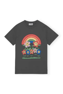 Hot GANNI Lassiges Rainbow-T-Shirt Volcanic Ash