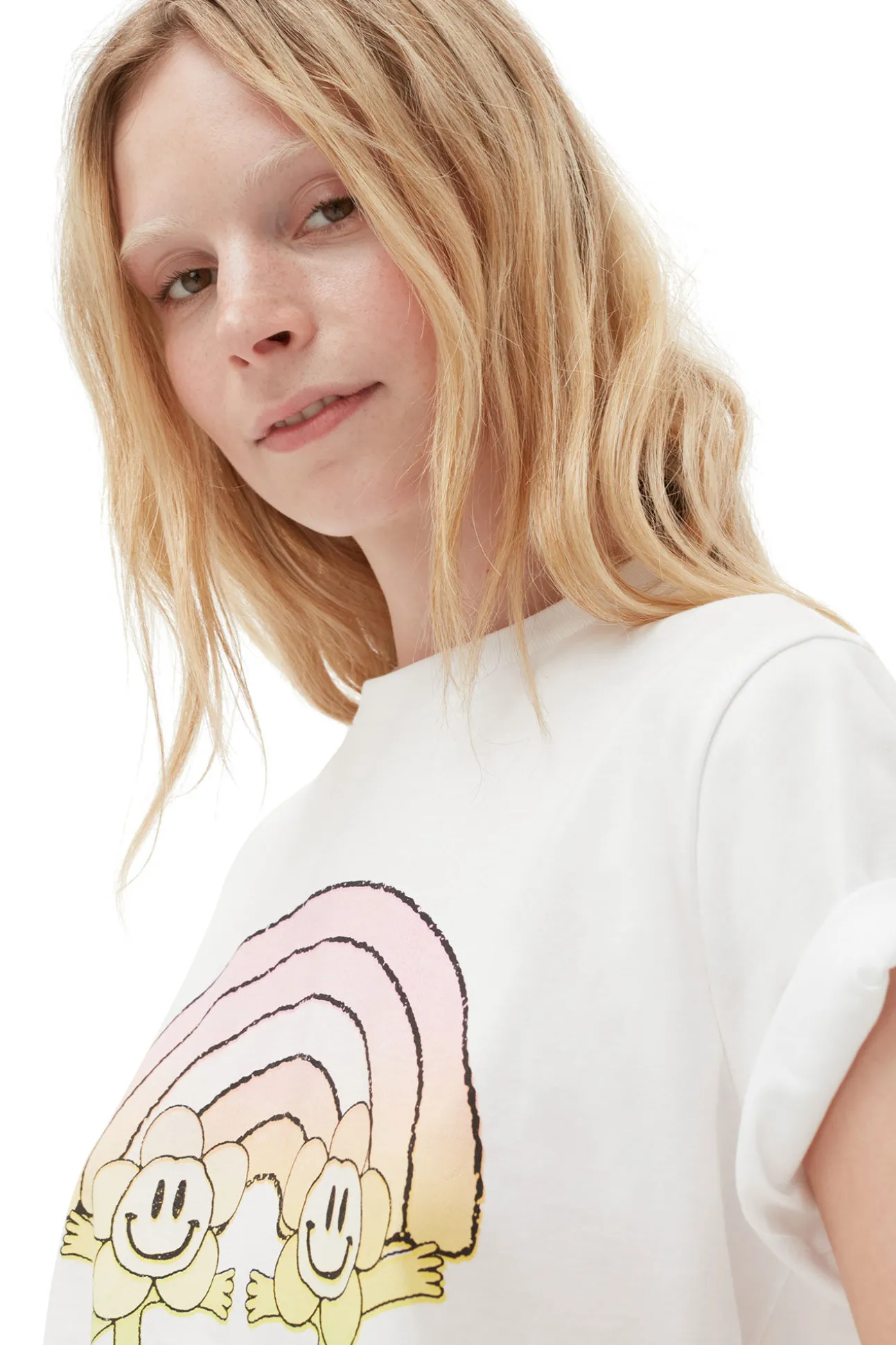Hot GANNI Lassiges Rainbow-T-Shirt Bright White
