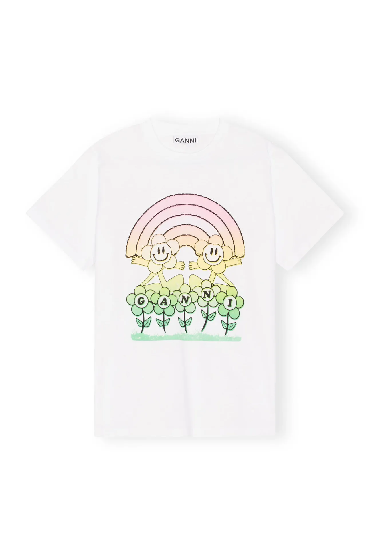 Hot GANNI Lassiges Rainbow-T-Shirt Bright White