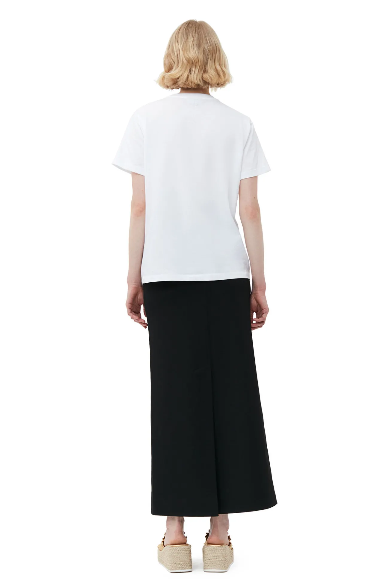 Shop GANNI Lassiges Rotes Blumen-T-Shirt Bright White