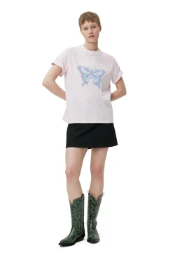 Best GANNI Lassiges Schmetterling-T-Shirt Light Lilac