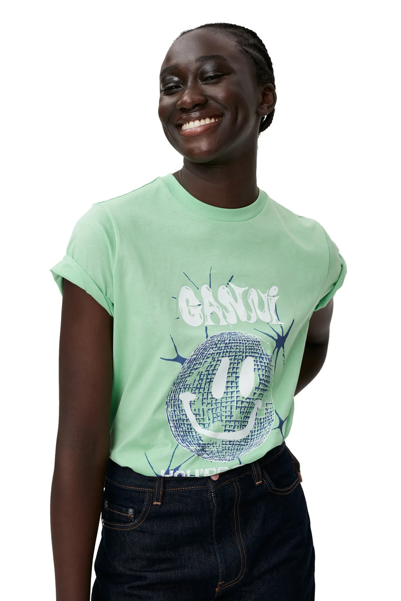 Discount GANNI Lassiges Smiley-T-Shirt Peapod