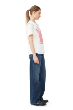Cheap GANNI Lassiges Strawberry-T-Shirt Egret