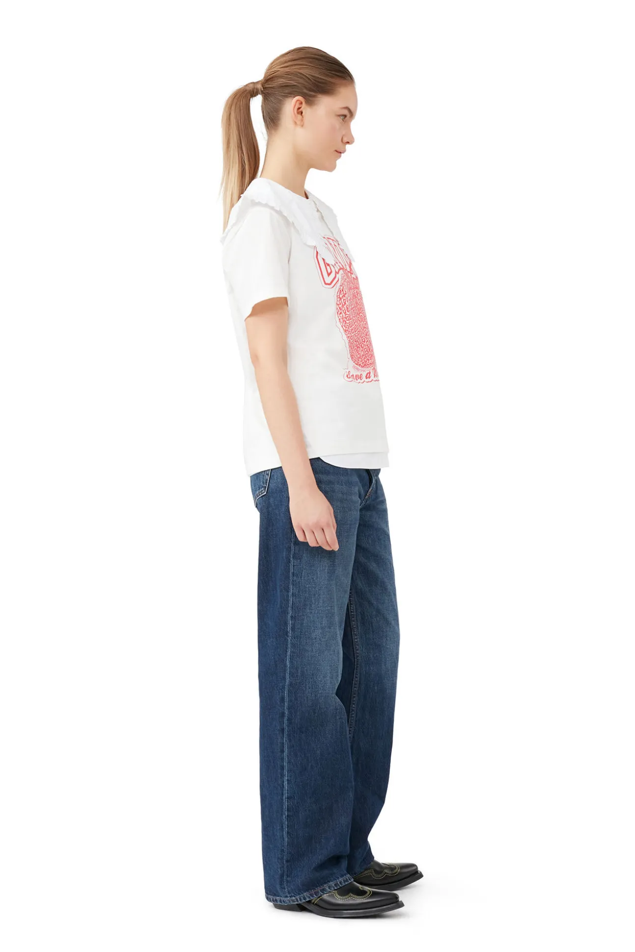 Cheap GANNI Lassiges Strawberry-T-Shirt Egret