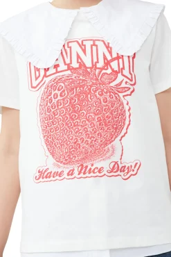 Cheap GANNI Lassiges Strawberry-T-Shirt Egret