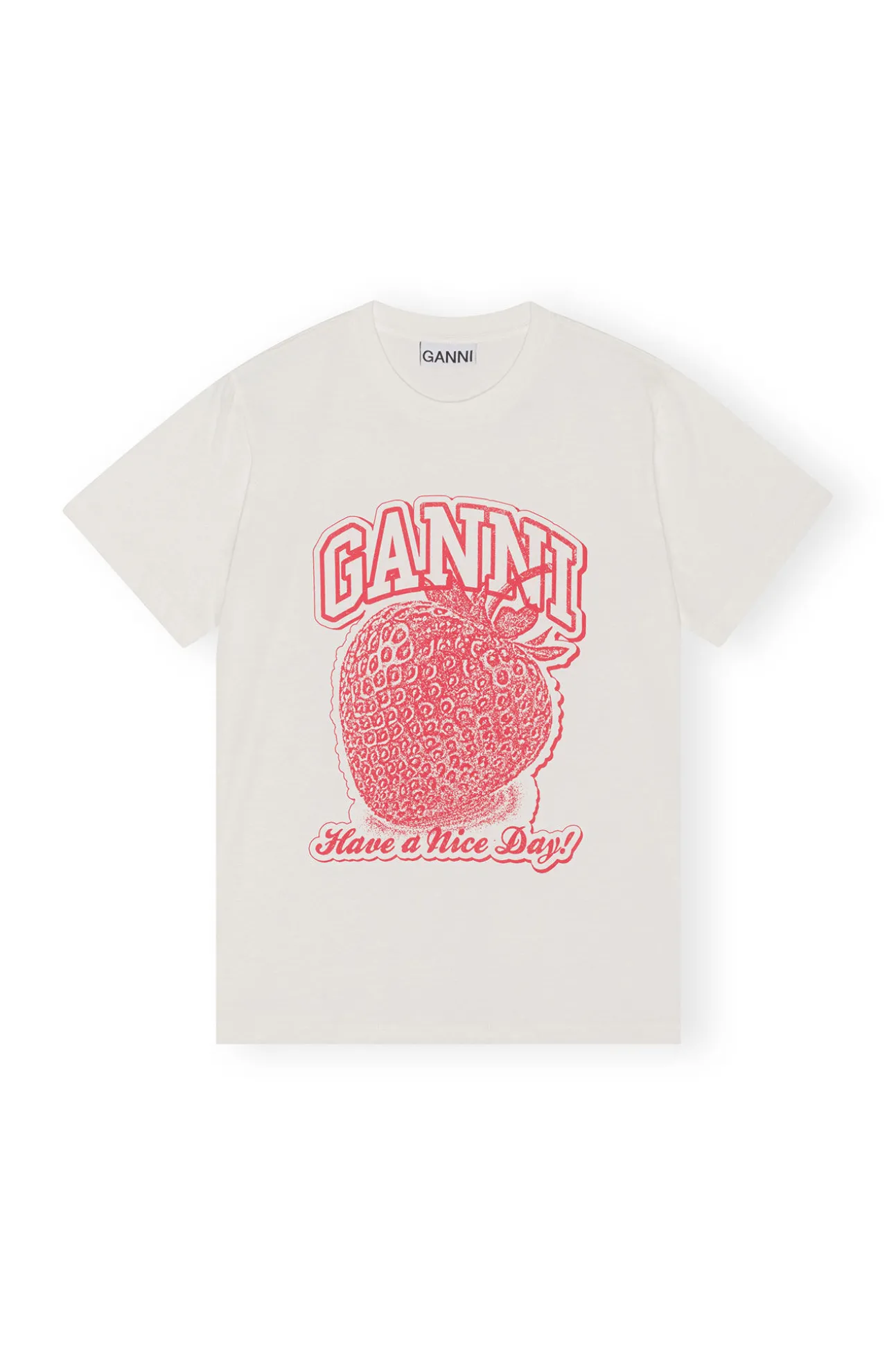Cheap GANNI Lassiges Strawberry-T-Shirt Egret