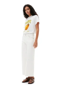 Store GANNI Lassiges T-Shirt Mit Pfirsich-Print Bright White