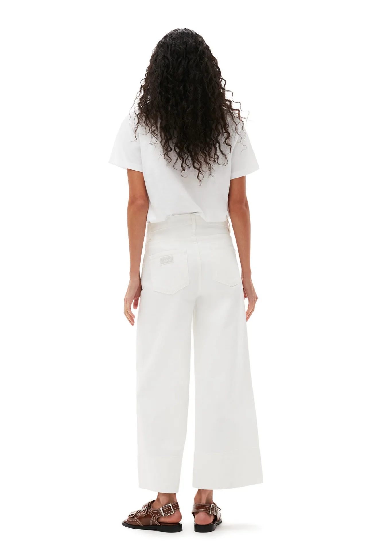 Store GANNI Lassiges T-Shirt Mit Pfirsich-Print Bright White