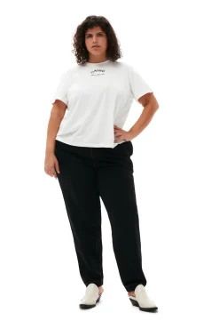 Clearance GANNI Lassiges, Weises T-Shirt Mit O-Ausschnitt Bright White