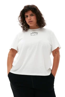 Clearance GANNI Lassiges, Weises T-Shirt Mit O-Ausschnitt Bright White