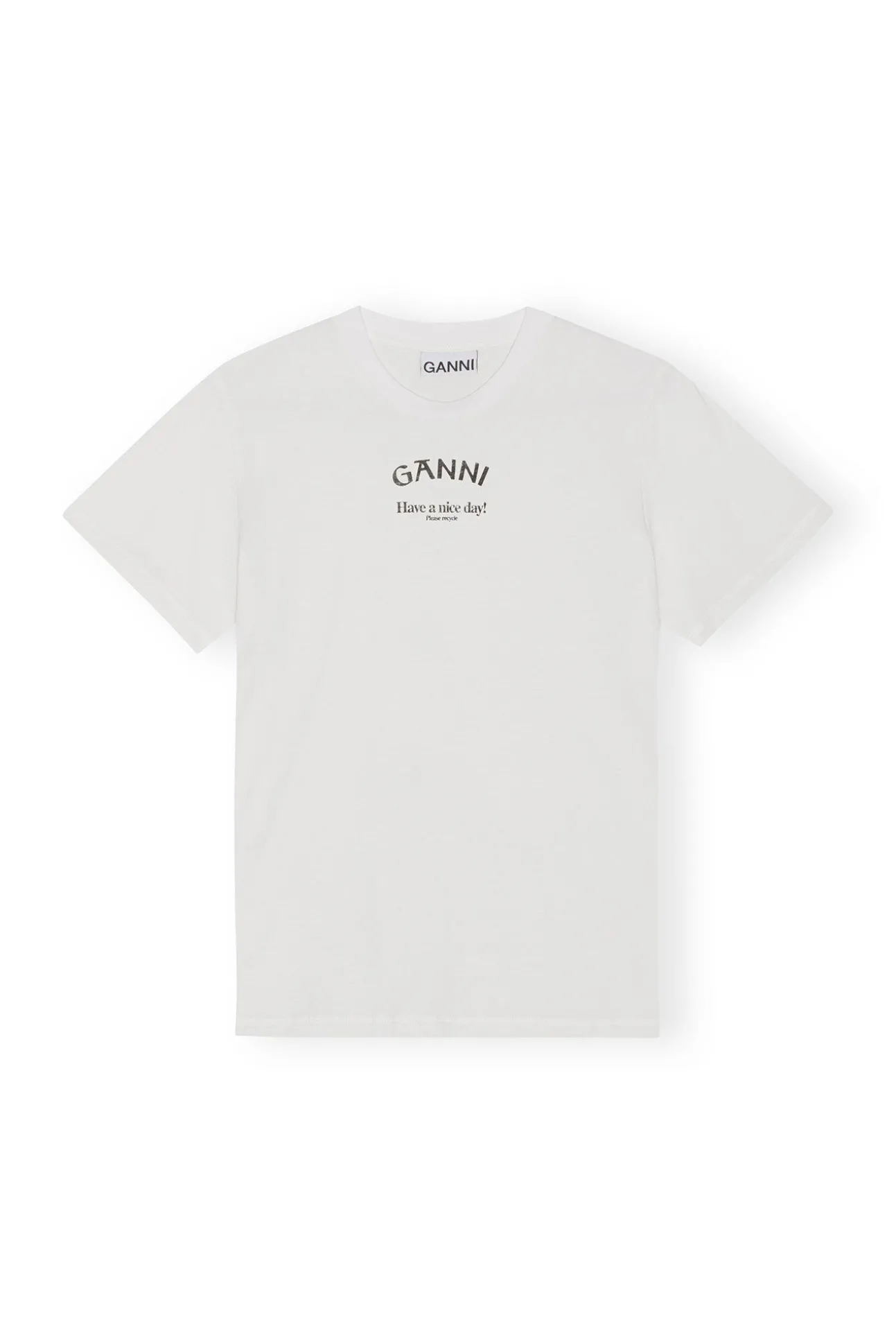 Clearance GANNI Lassiges, Weises T-Shirt Mit O-Ausschnitt Bright White