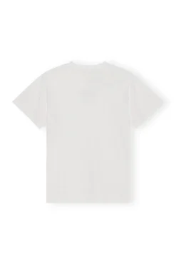 Clearance GANNI Lassiges, Weises T-Shirt Mit O-Ausschnitt Bright White