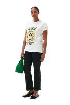 Store GANNI Lassiges Yellow-Smiley-T-Shirt Bright White