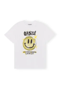 Store GANNI Lassiges Yellow-Smiley-T-Shirt Bright White