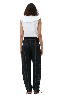 Shop GANNI Leichte Pocket-Slub-Hose Black