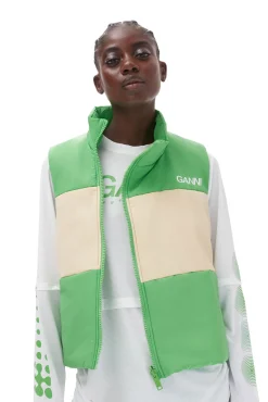 Shop GANNI Leichte Tech-Pufferweste Zum Wenden Classic Green