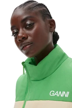 Shop GANNI Leichte Tech-Pufferweste Zum Wenden Classic Green
