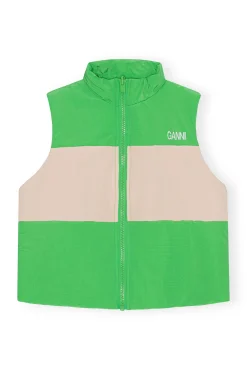Shop GANNI Leichte Tech-Pufferweste Zum Wenden Classic Green