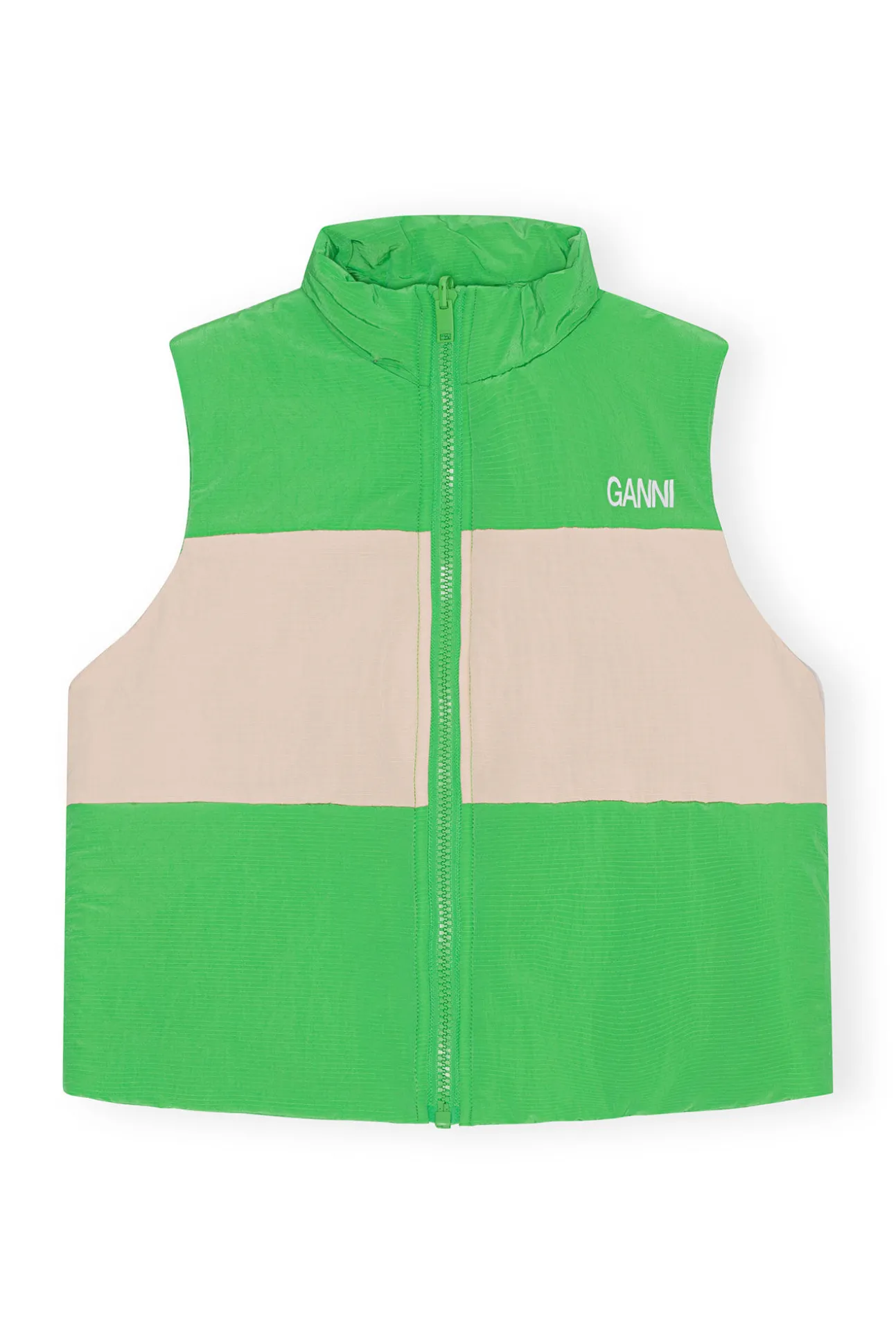 Shop GANNI Leichte Tech-Pufferweste Zum Wenden Classic Green